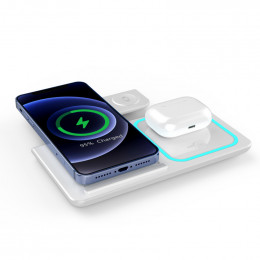  Складная Беспроводная зарядка для iPhone и Android 3 в 1  Белый 