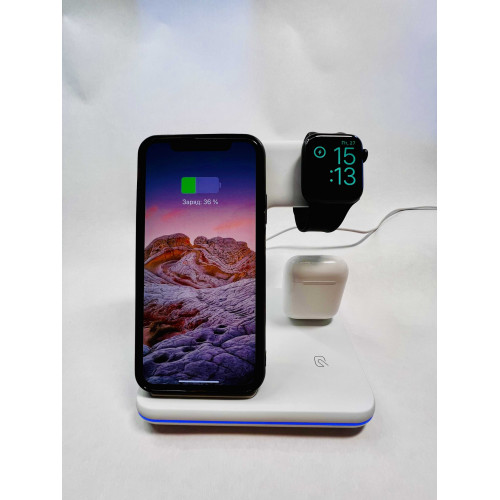Беспроводная зарядка для Iphone, Android  белый 