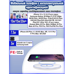 Беспроводная зарядка для iPhone, Android белый