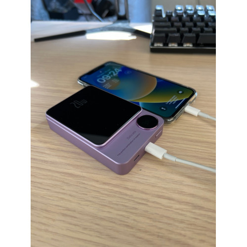 Беспроводная зарядка iphone магнитная Powerbank 10 000 mAh фиолетовый 