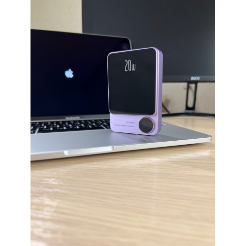 Беспроводная зарядка iphone магнитная Powerbank 10 000 mAh фиолетовый 